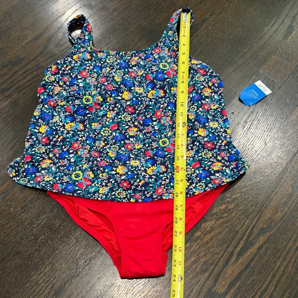 Lands' End‎ Tankini One Piece Womens 6 MultiColor Floral Highclo Swimsuit